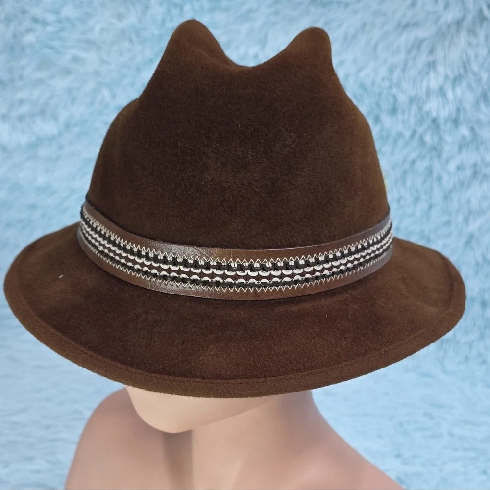 Stetson Mallory 4X Beaver Brown Western Hat Double D Pinch Fedora Feather